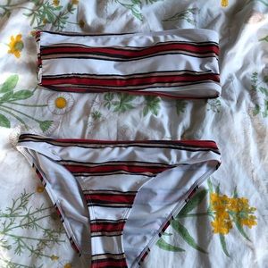 stripped strapless bikini